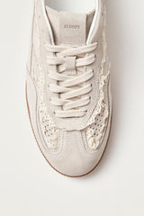 Crochet Leather Sneakers cream