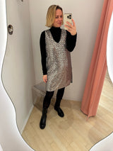 Jolietta Dress silver flower sequins