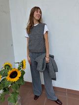 Nanny Pants grey pinstripe denim