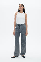 Nanny Pants grey pinstripe denim