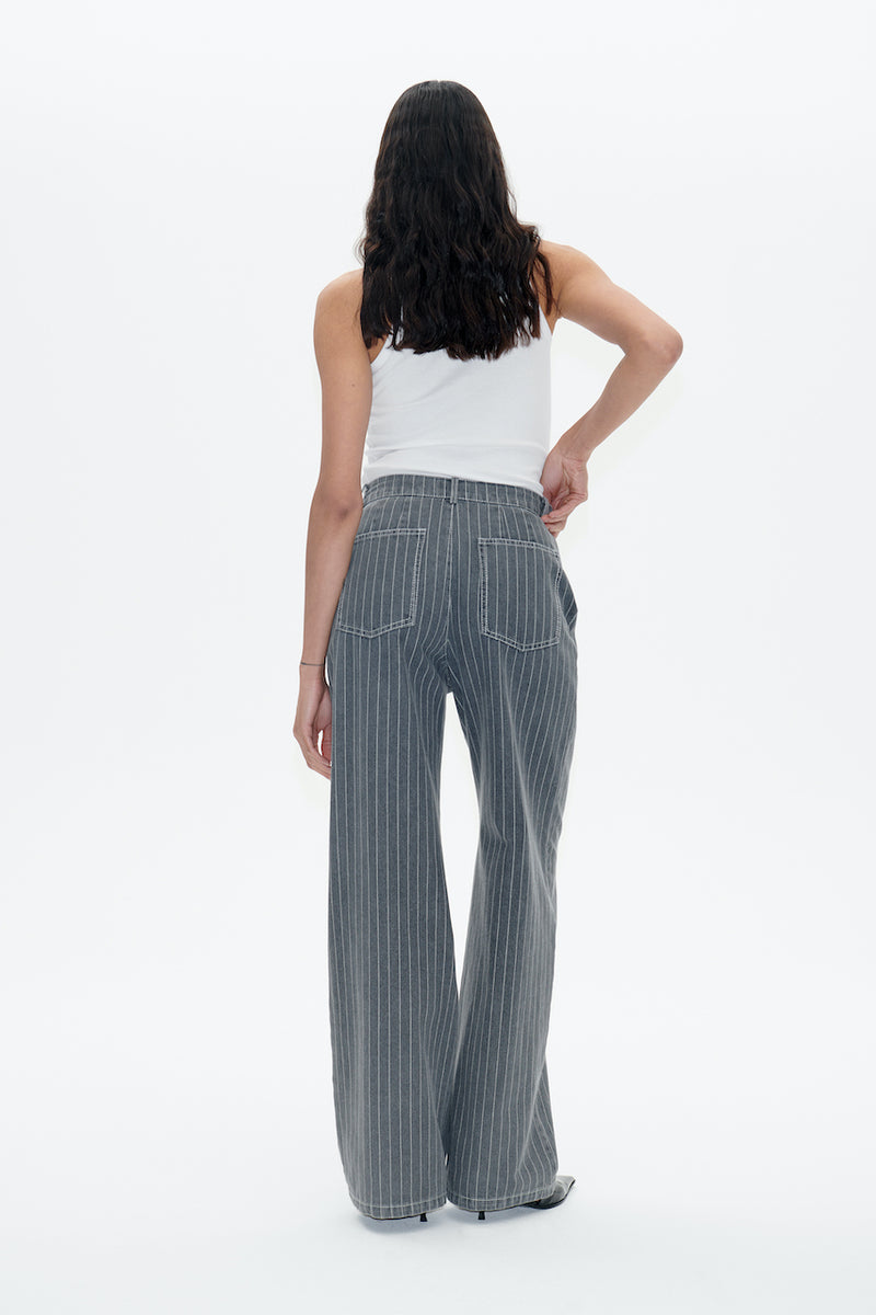 Nanny Pants grey pinstripe denim