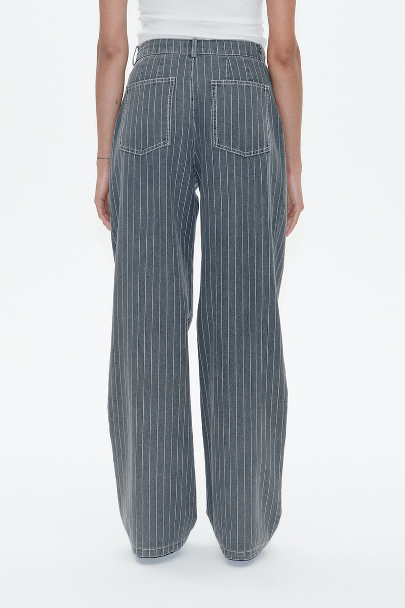 Nanny Pants grey pinstripe denim