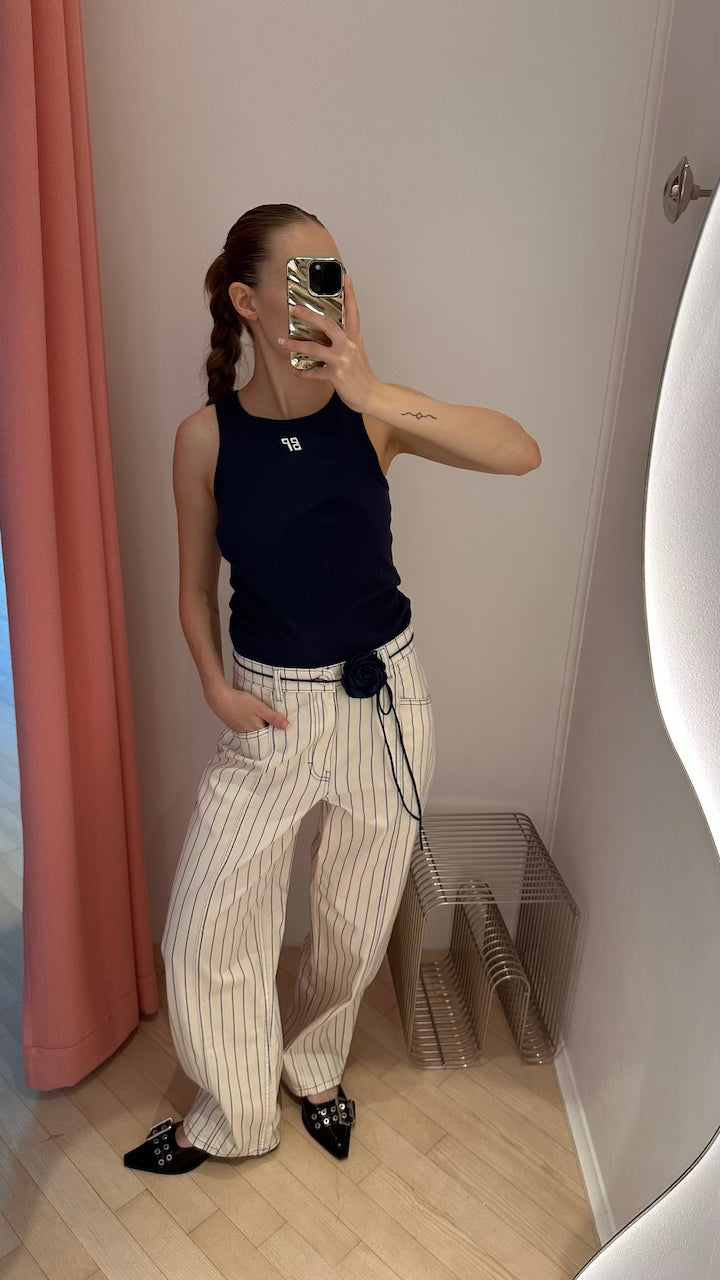 Nara Pants white sand pinstripe