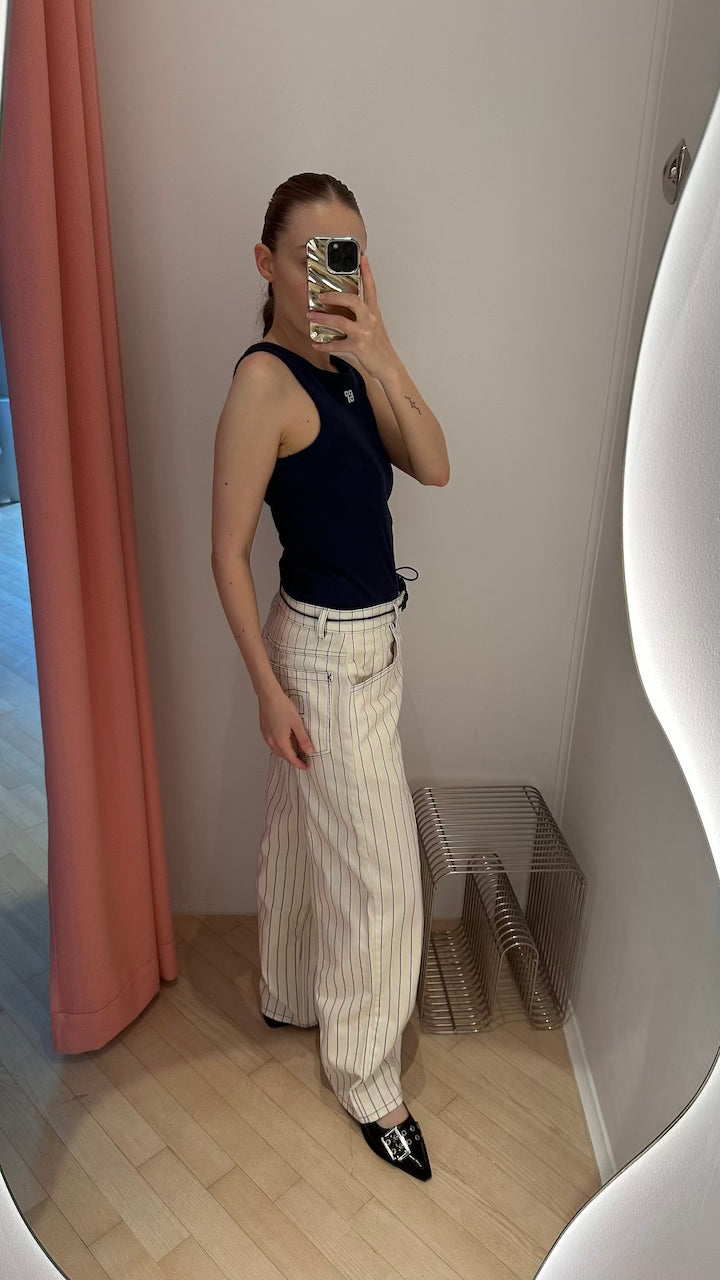 Nara Pants white sand pinstripe