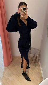 Carmen Wrap Dress midnight blue