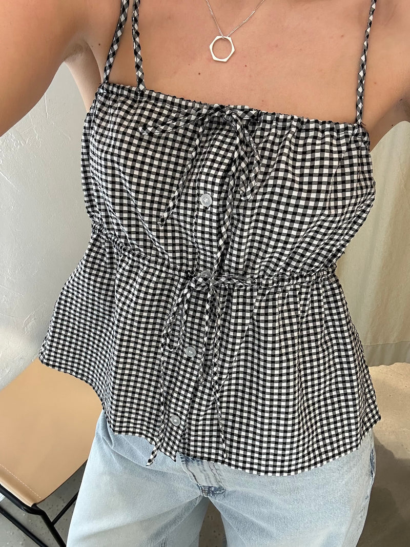 Leonora Top black/white check