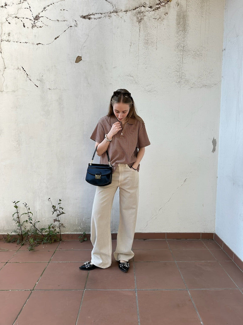 Sacha Polo Tee brown/cream stripe