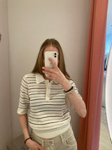 Taliana Stripe Polo Tee cream/black stripe