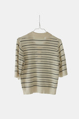 Taliana Stripe Polo Tee cream/black stripe