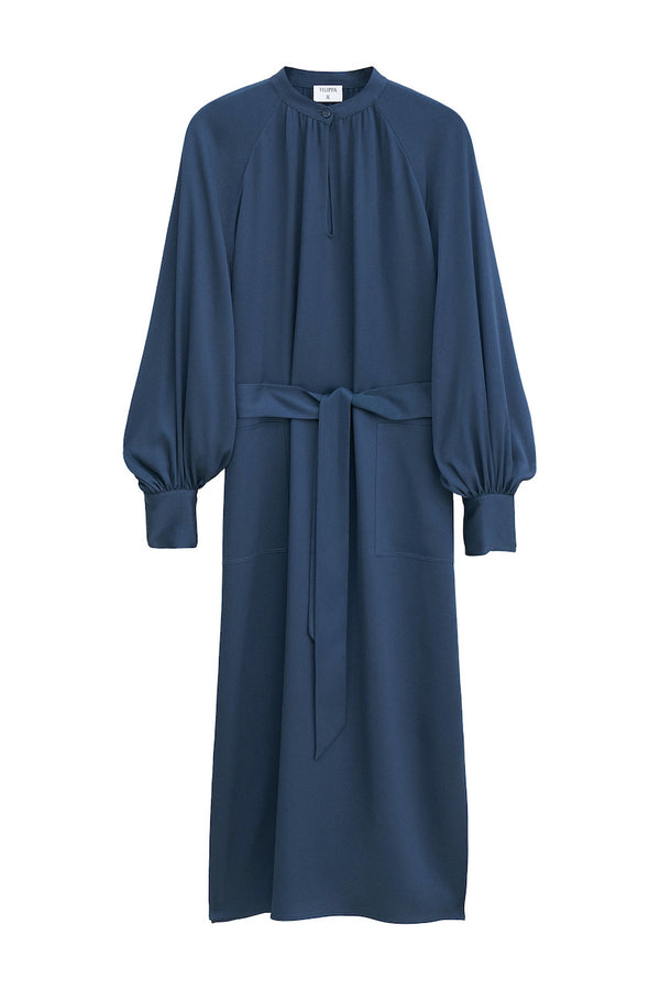 Belted Long Sleeve Dress dawn blue