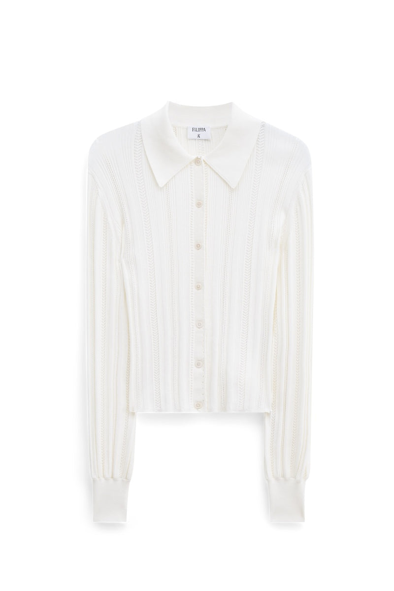 Braid Knit Cardigan pearl white