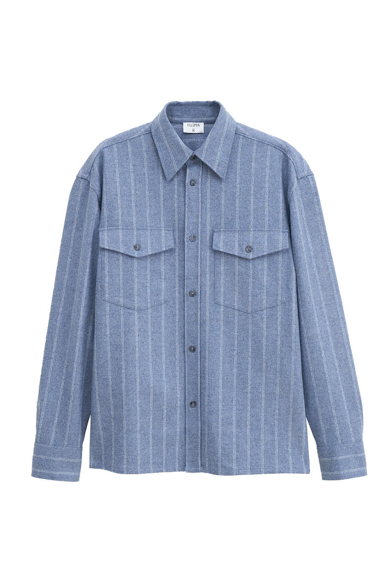 Brushed Wool Overshirt grey blue