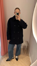 Double Breasted Boiled Wool Jacket navy