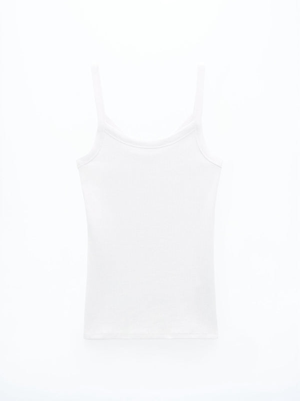 Fine Rib Singlet white