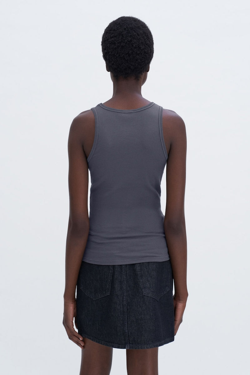 Fine Rib Tank charcoal grey