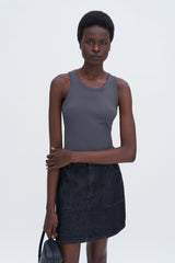 Fine Rib Tank charcoal grey