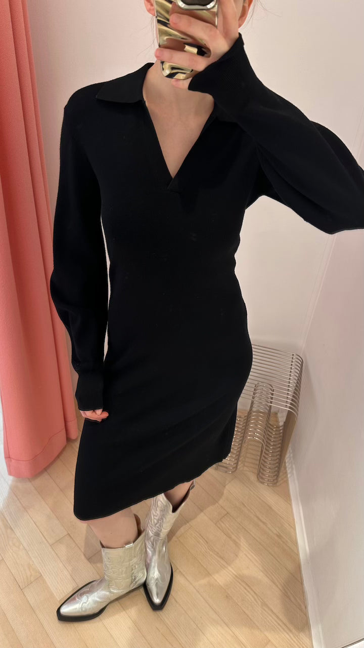 Knit Polo Dress black