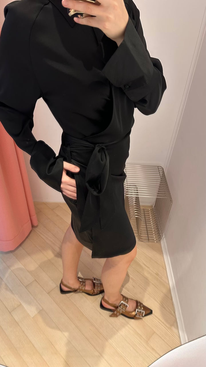 Wrap Shirt Dress black