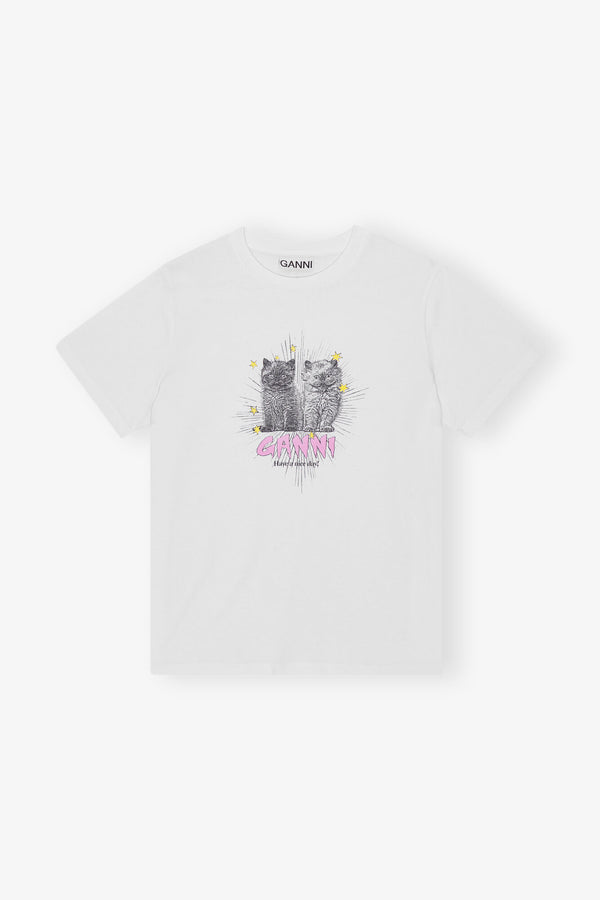 Basic Jersey Kittens Relaxed T-shirt bright white