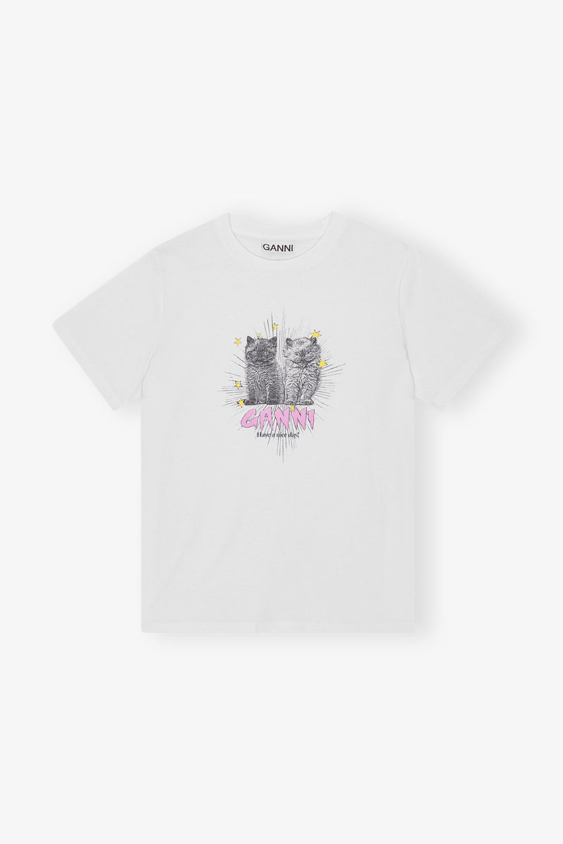 Basic Jersey Kittens Relaxed T-shirt bright white