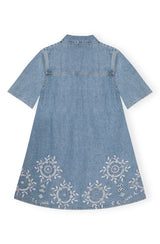 Broderie Anglaise Denim Mini Dress light blue stone