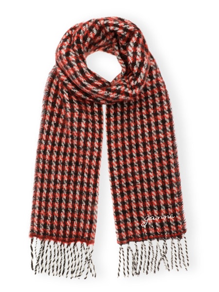 Check Mix Woven Scarf racing red