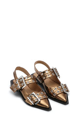 Feminine Buckle Ballerina Metallic bronze