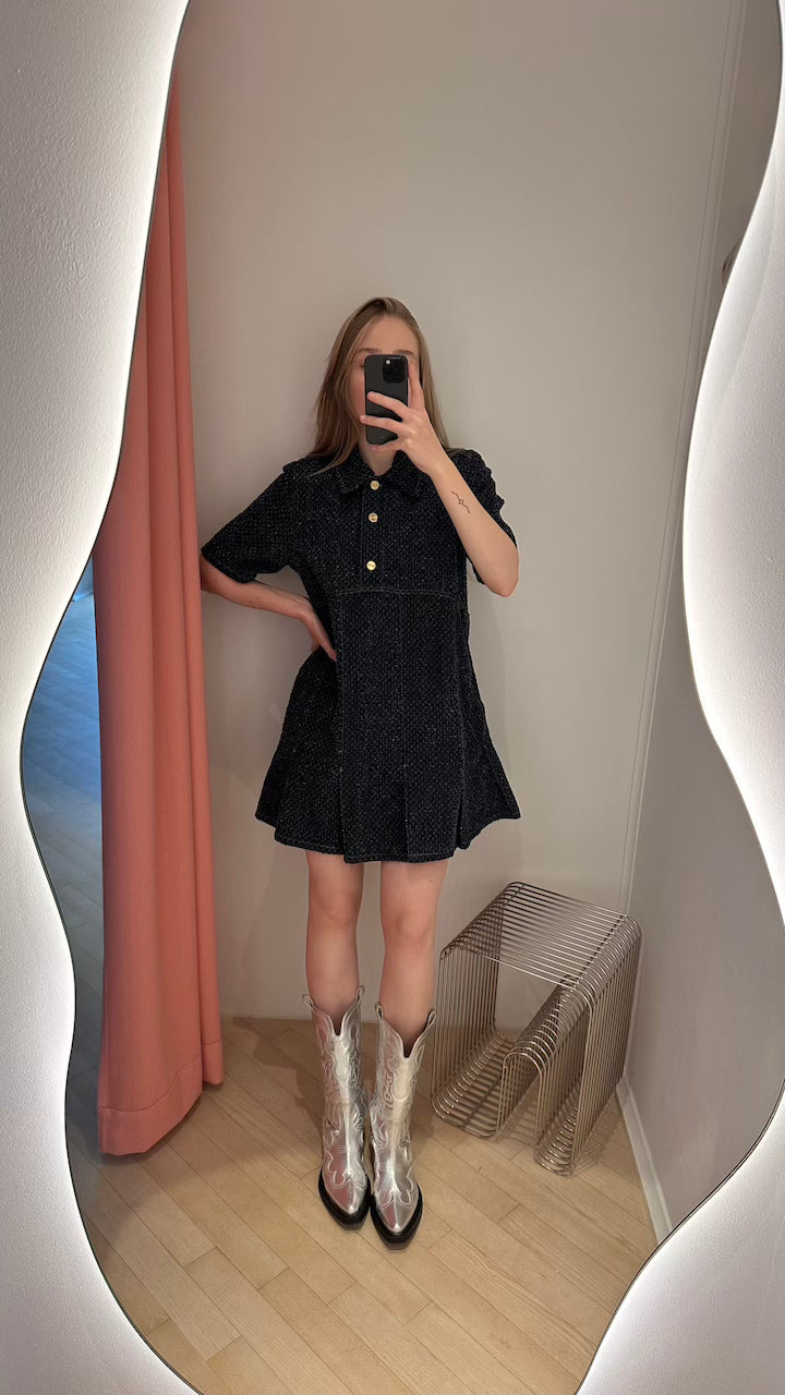 Fluffy Denim Mini Dress rinse