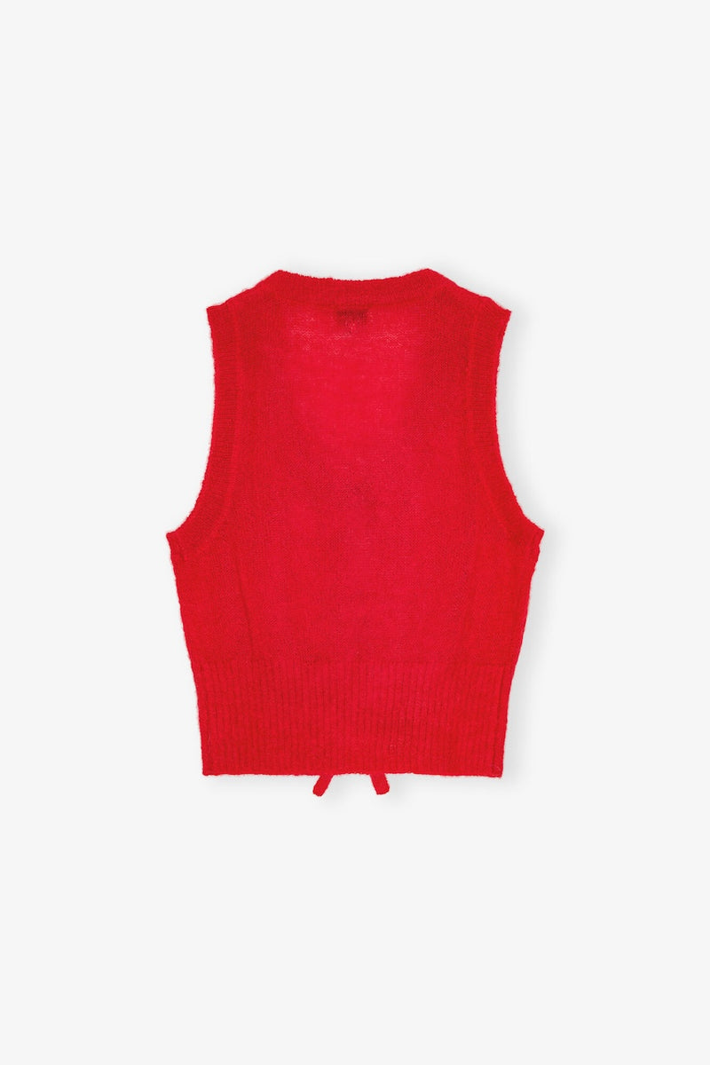 Light Mohair Tie String Vest racing red