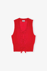 Light Mohair Tie String Vest racing red