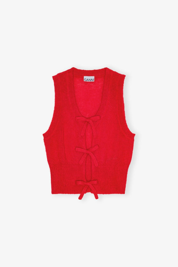 Light Mohair Tie String Vest racing red