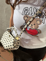 Ganni Mini Bou Bag Print Dots egret