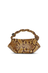 Ganni Mini Bou Bag Snake buckthom brown