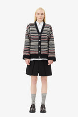 Soft Wool Stripe Boxy Cardigan phantom