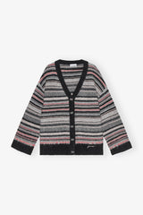 Soft Wool Stripe Boxy Cardigan phantom