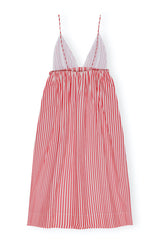 Stripe Cotton Strap Midi Dress barbados cherry