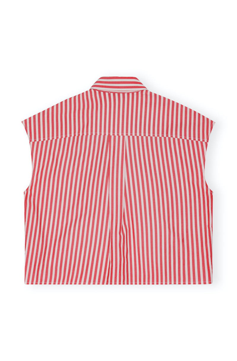 Stripe Cotton Tie Collar Shirt barbados cherry