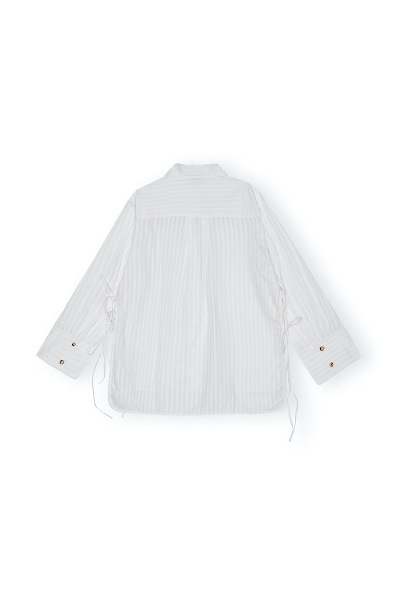 Tonal Stripe Oversized Shirt bright white