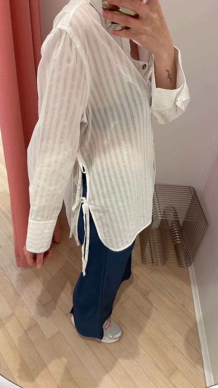 Tonal Stripe Oversized Shirt bright white