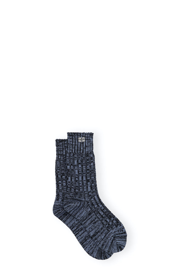 Winter Melange Ribbed Socks dusty blue
