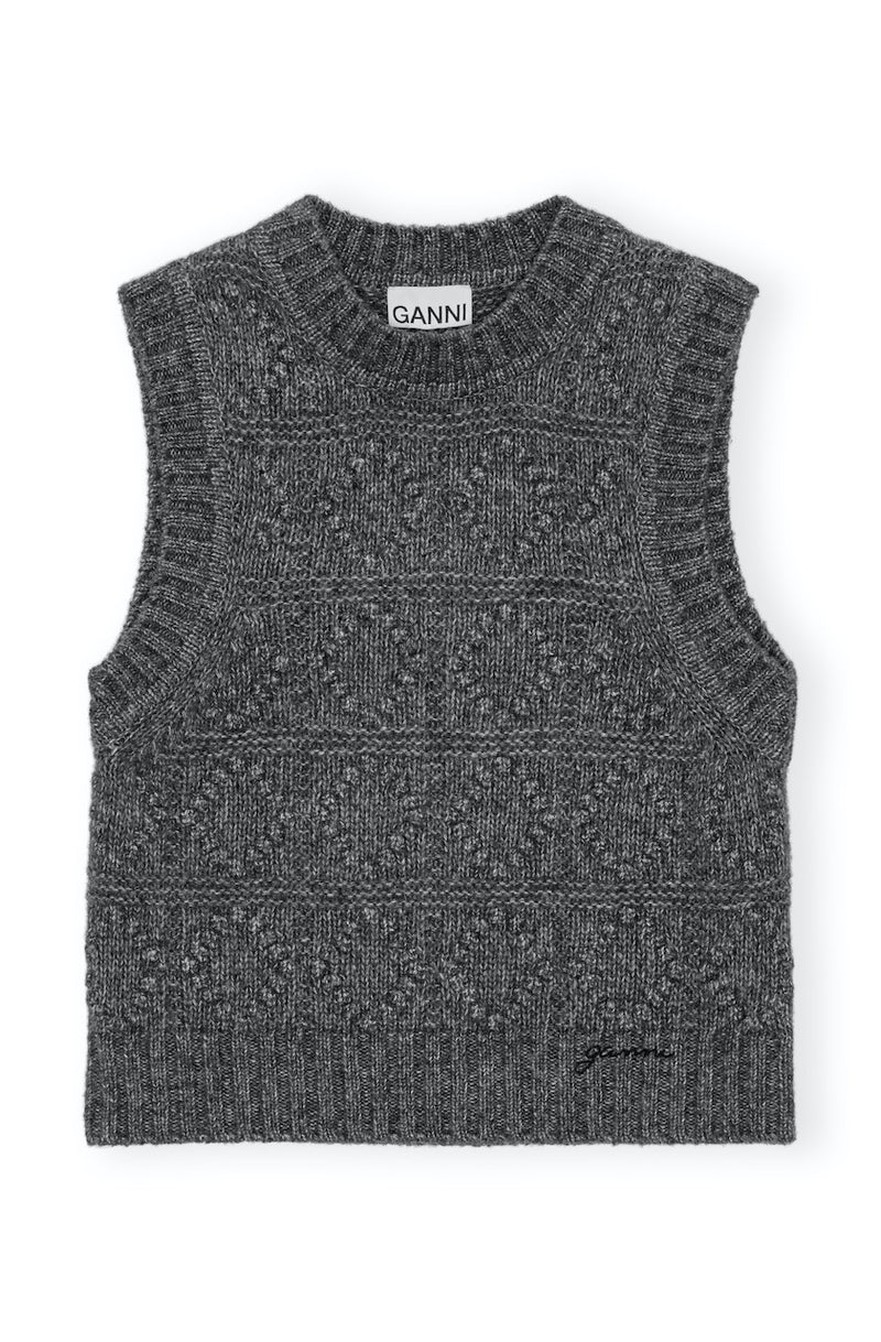 Wool Cotton Bubble Vest phantom