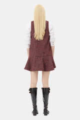 Woolen Check Mini Dress racing red