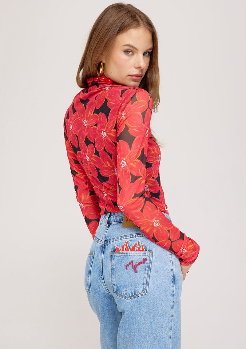 Jane Longsleeve spicy red flower