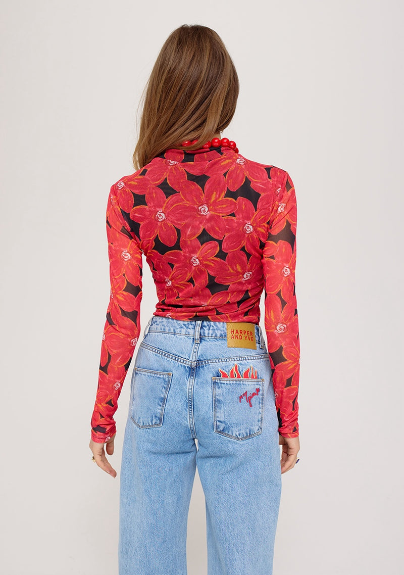 Jane Longsleeve spicy red flower