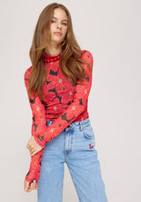 Jane Longsleeve spicy red flower