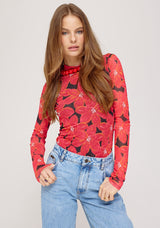 Jane Longsleeve spicy red flower