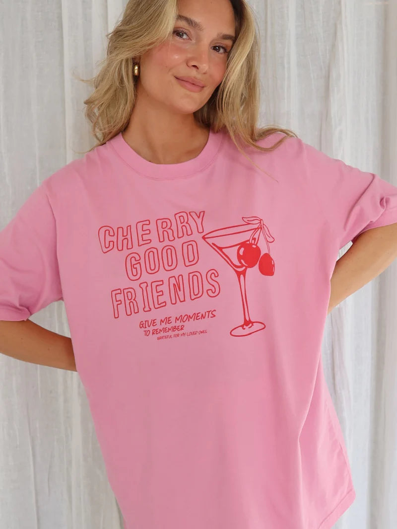 Cherry Good Friends T-Shirt rosa