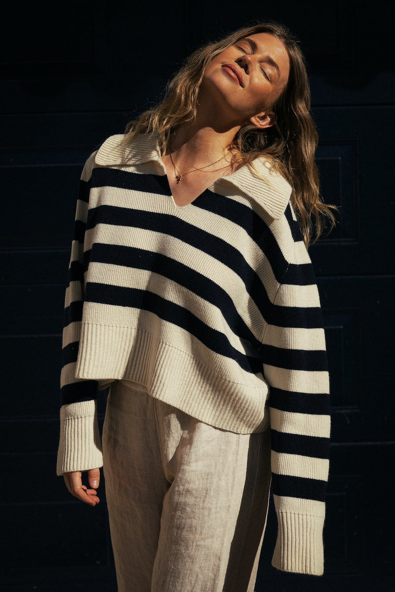 Colette Jumper stripe ivory / navy