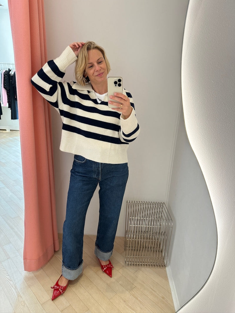 Colette Jumper stripe ivory / navy