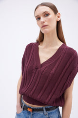 Cable Knit Vest bordeaux